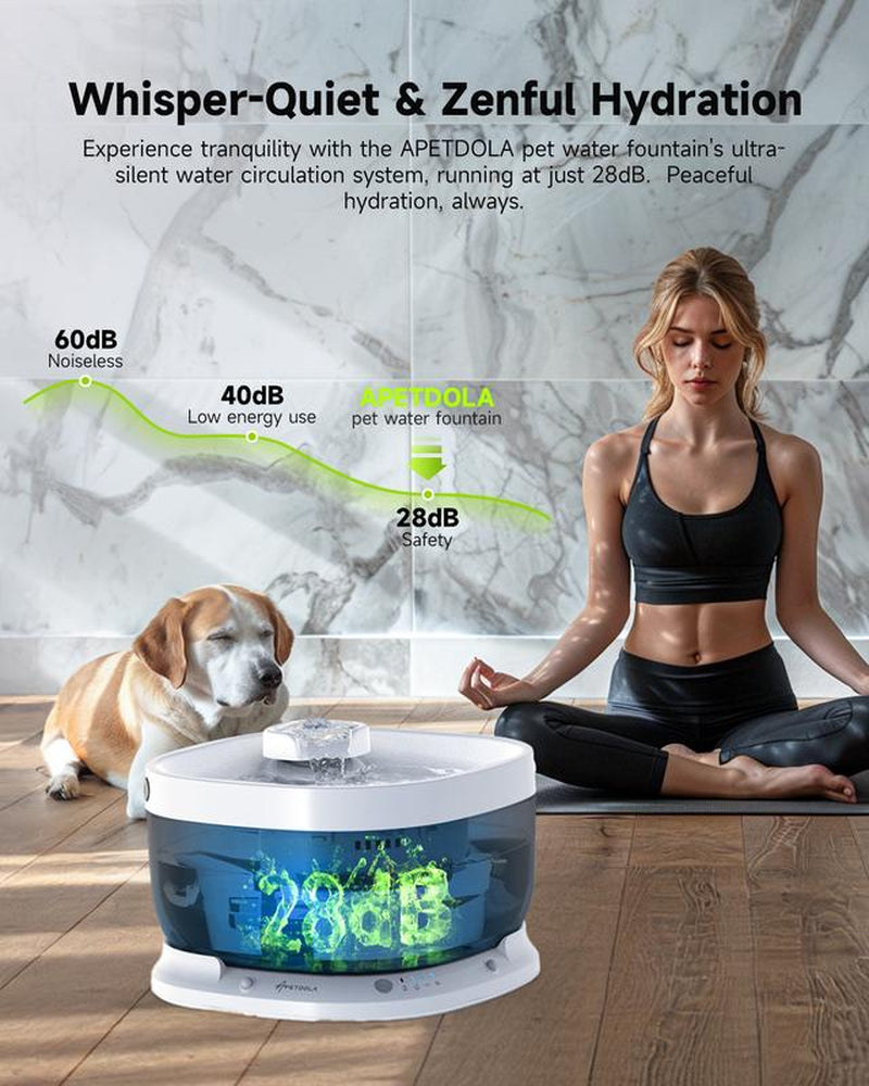 Wireless Dog Water Fountain,Battery Operated Dog Water Dispenser with Motion Sensor, 237 Oz/ 7L Cordless Fountain Water Bowl 3 Work Modes for Large Dogs Cats Multi-Pets - FP30