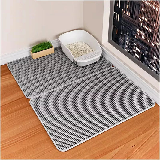 Double Layer Non-Slip Cat Litter Mat - Waterproof and Wear-Resistant Filter Mat for Easy Cleaning