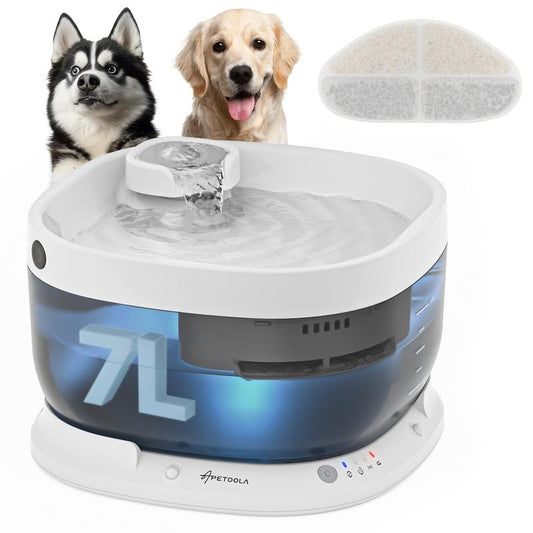 Wireless Dog Water Fountain,Battery Operated Dog Water Dispenser with Motion Sensor, 237 Oz/ 7L Cordless Fountain Water Bowl 3 Work Modes for Large Dogs Cats Multi-Pets - FP30
