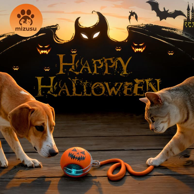【Halloween Limited】 Mizusu Interactive Cat & Dog Teaser Toy with Two Additional Tails, Kitten Rolling Ball Toy, Pet Supplies, Dog & Cat Accessories Cute Dog Toys