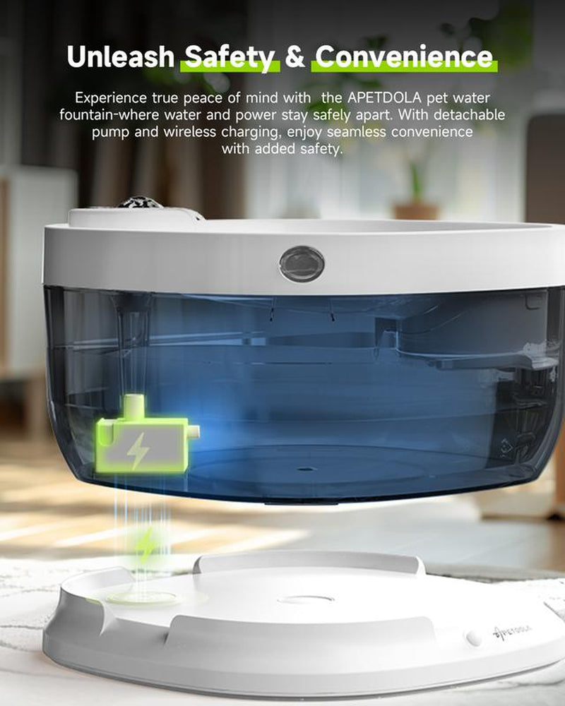 Wireless Dog Water Fountain,Battery Operated Dog Water Dispenser with Motion Sensor, 237 Oz/ 7L Cordless Fountain Water Bowl 3 Work Modes for Large Dogs Cats Multi-Pets - FP30