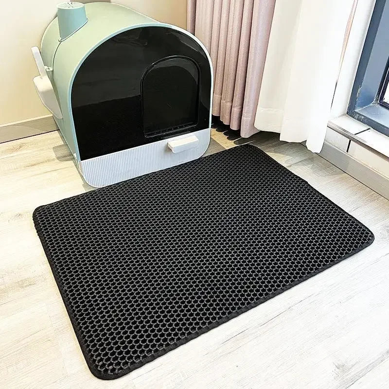 Double Layer Non-Slip Cat Litter Mat - Waterproof and Wear-Resistant Filter Mat for Easy Cleaning