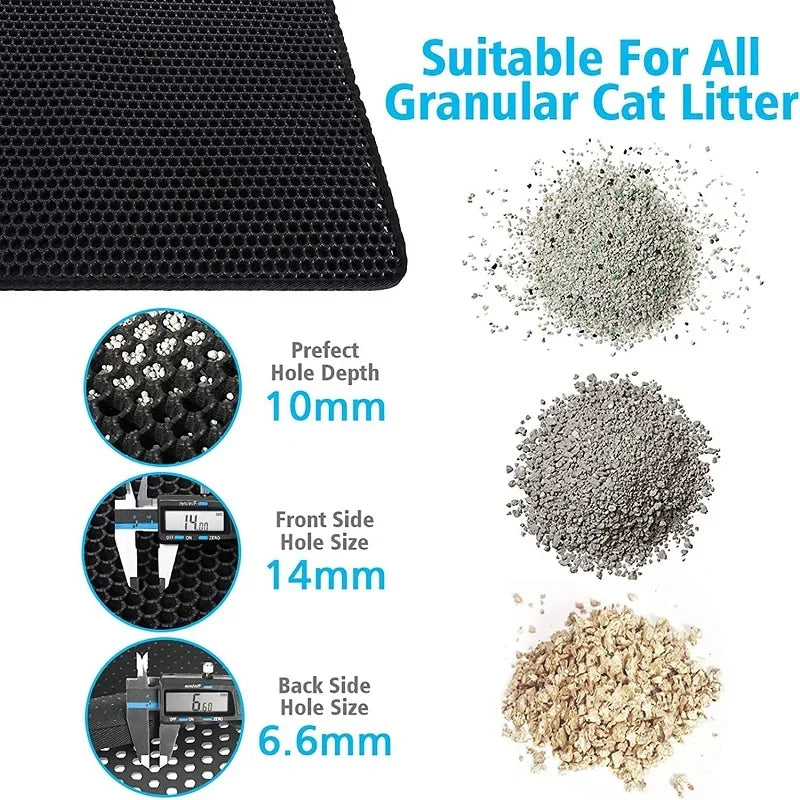 Double Layer Non-Slip Cat Litter Mat - Waterproof and Wear-Resistant Filter Mat for Easy Cleaning