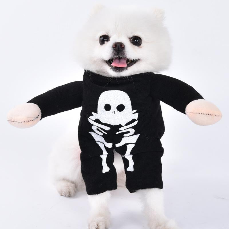 2025 New Funny Dog Costume with Pet Wig, Role Play Horror Costume with Knife, Creative Pet Costume Suitable for Small, Medium and Large Dogs, Cats and Puppies, Halloween Costume Funny