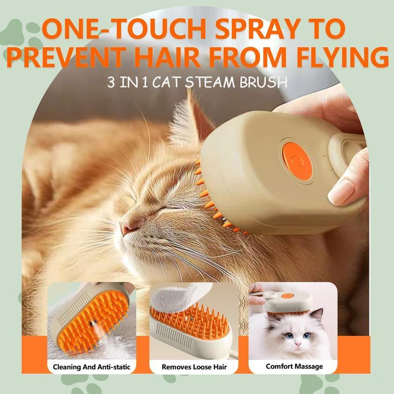 Pet Steam Brush,Cat Dog Hair Remover, Adjustable Pet Hair Remover,Pet Steamy Mist,Steam Pet Brush for Pet Hair 3-IN-1 Steamy Cat Brush Grooming Comb for Dogs Steam Brush for Cats Remove Flying Fur Steam Advanced Pet Hair Removal Comb Pet Pal Brush