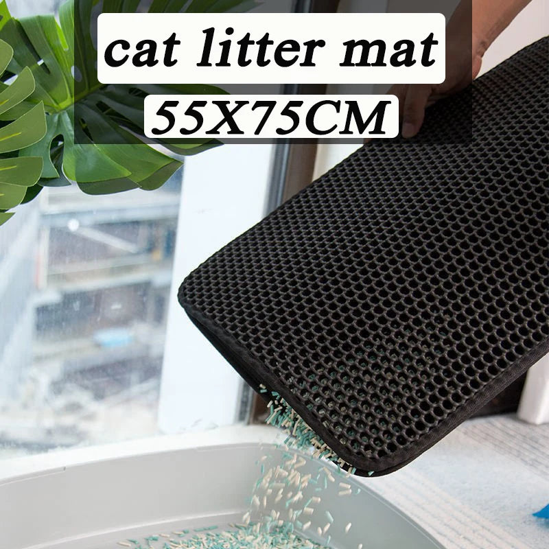 Double Layer Non-Slip Cat Litter Mat - Waterproof and Wear-Resistant Filter Mat for Easy Cleaning
