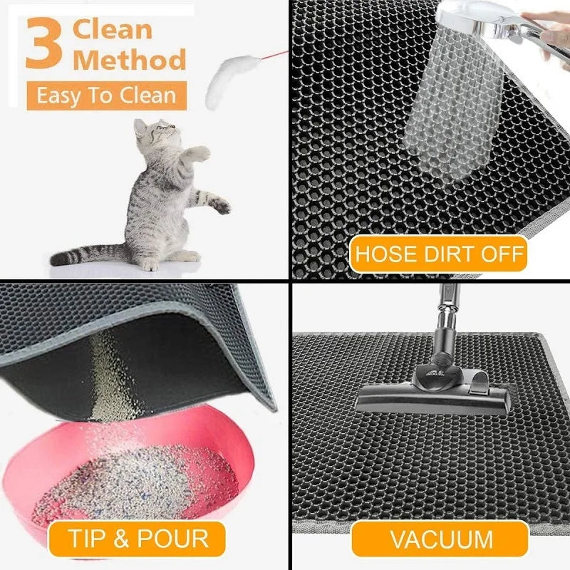 Double Layer Non-Slip Cat Litter Mat - Waterproof and Wear-Resistant Filter Mat for Easy Cleaning
