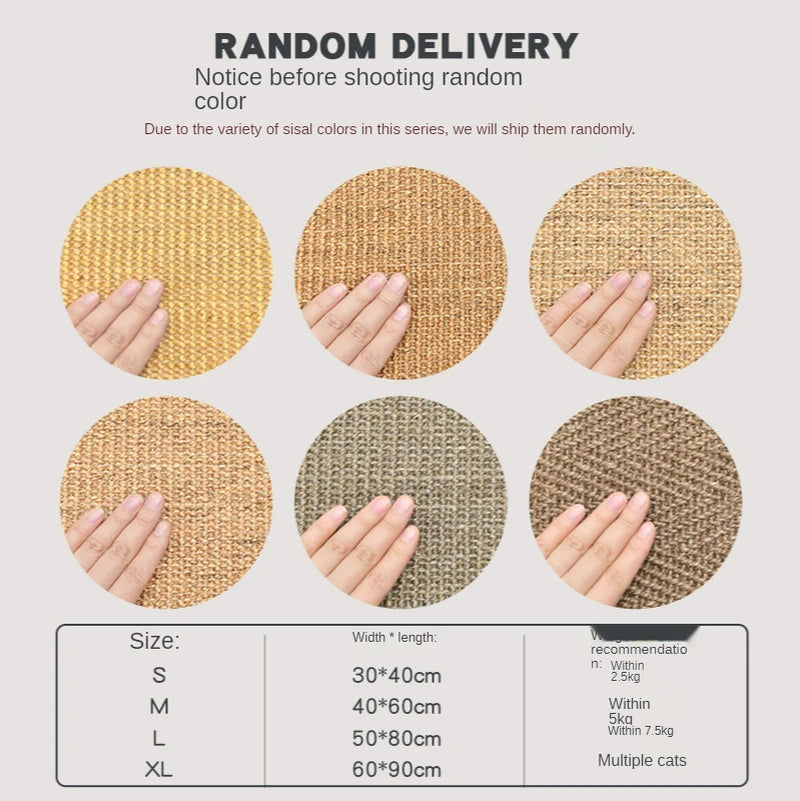 Sisal Cat Scratching Mat - Furniture Protector for Cats - Ideal for Nail Sharpening and Play